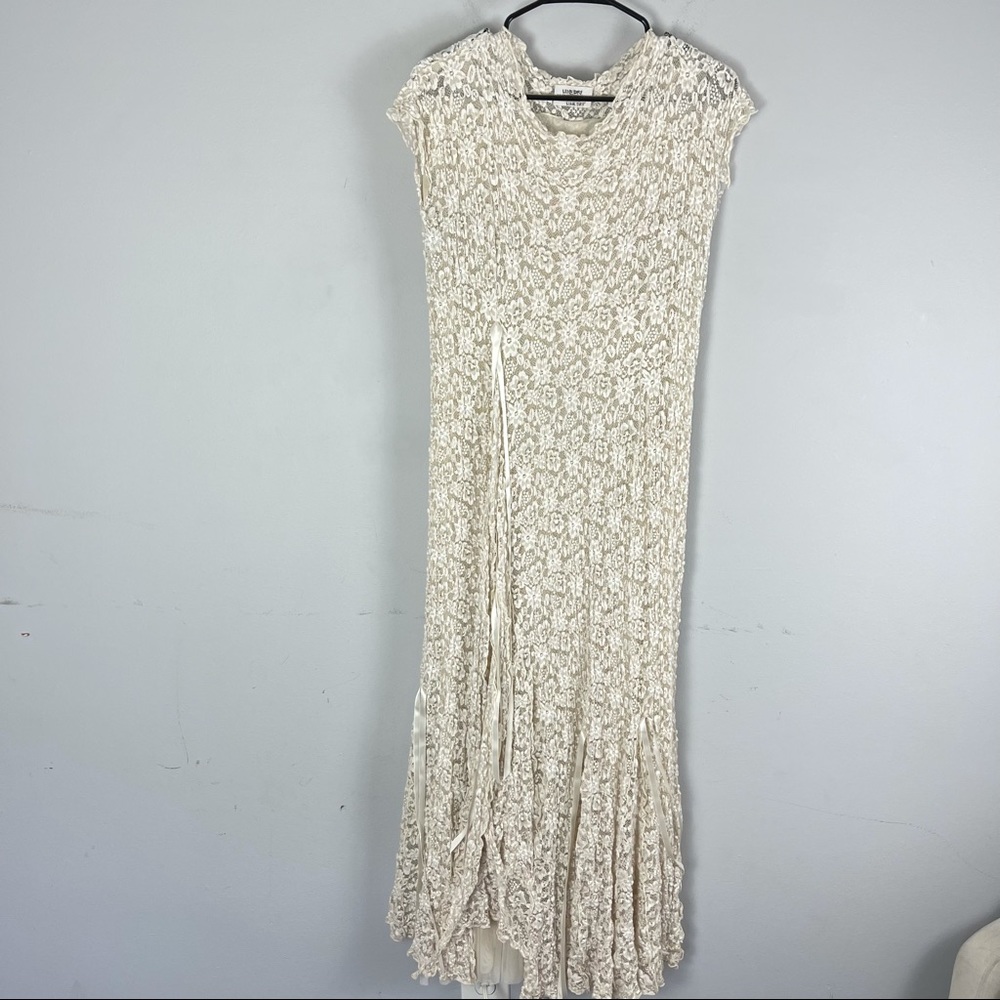 Linda Lundstrom ruffle vintage midi dress cream - Picture 6 of 7